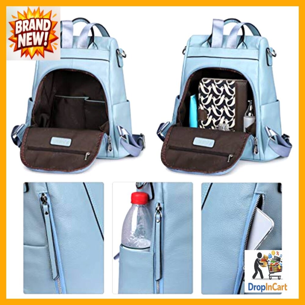 Leather Backpack Purse Antitheft Convertible Ruck… - image 3